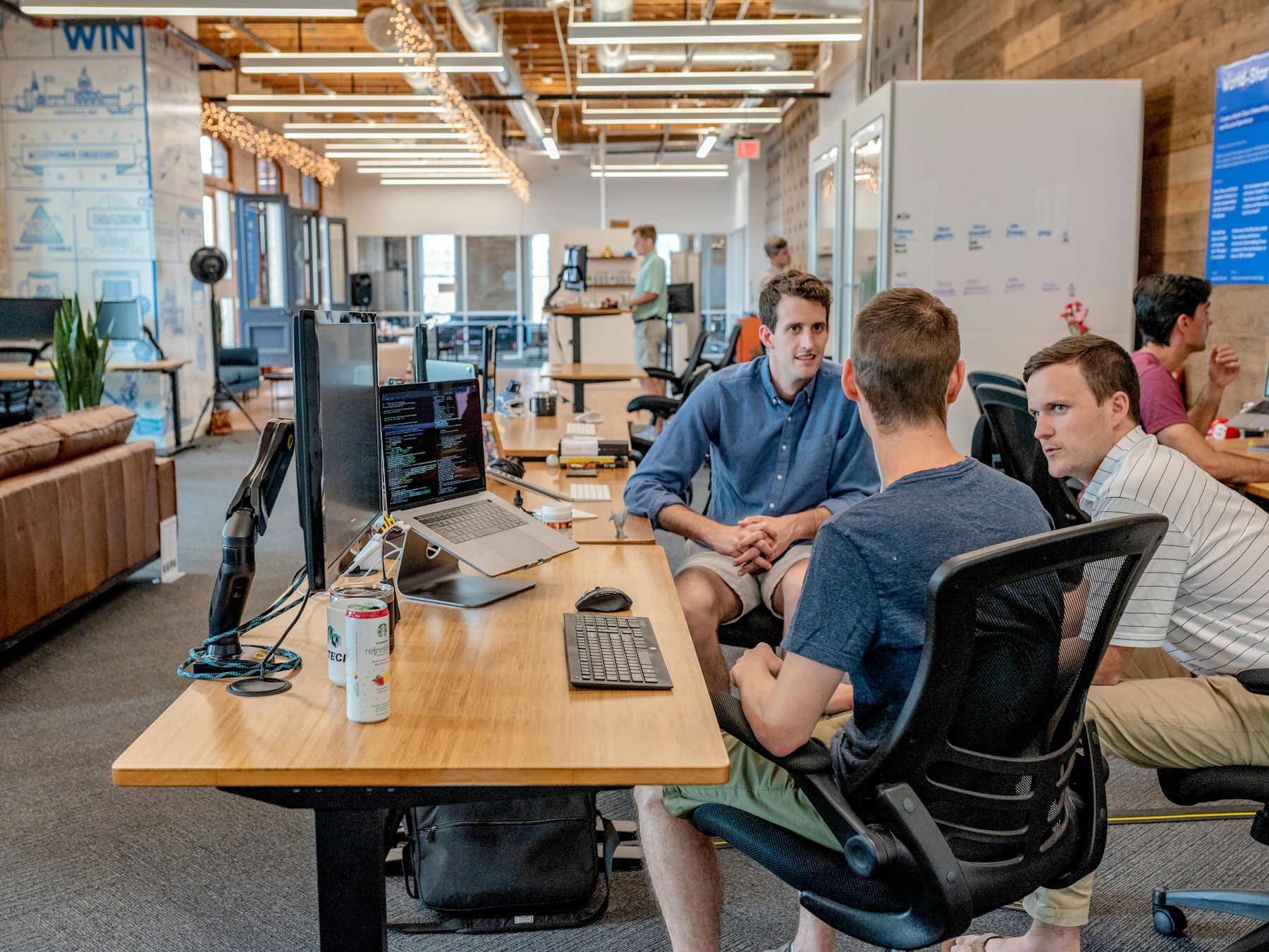 Team members collaborating during a meeting